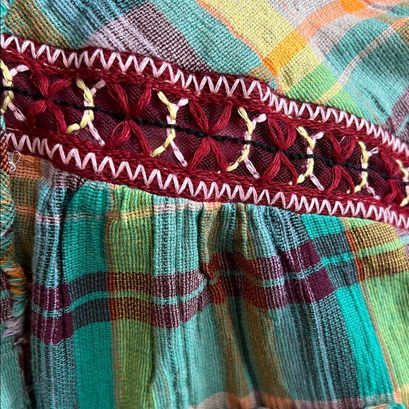 Free People Colorful Plaid Button-Down Shirt Excellent Condition - Picture 3 of 8